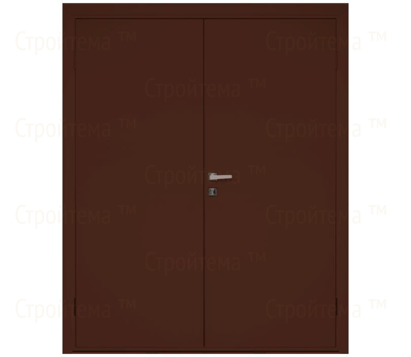 Влагостойкая дверь ПВХ EtaDoor глухая коричневая двухстворчатая с ПВХ кромкой