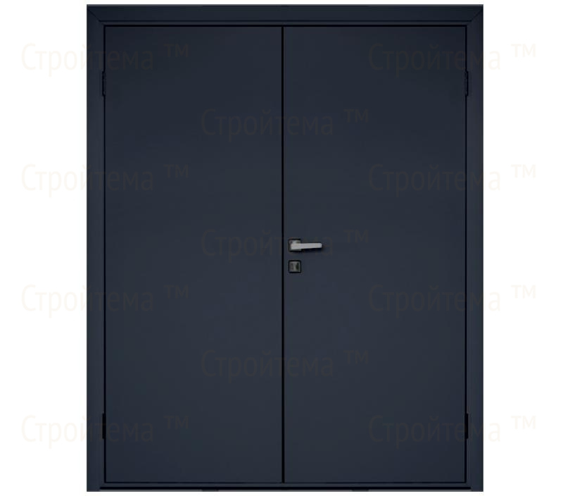 Влагостойкая дверь ПВХ EtaDoor глухая цвет антрацит двухстворчатая с алюминиевой кромкой
