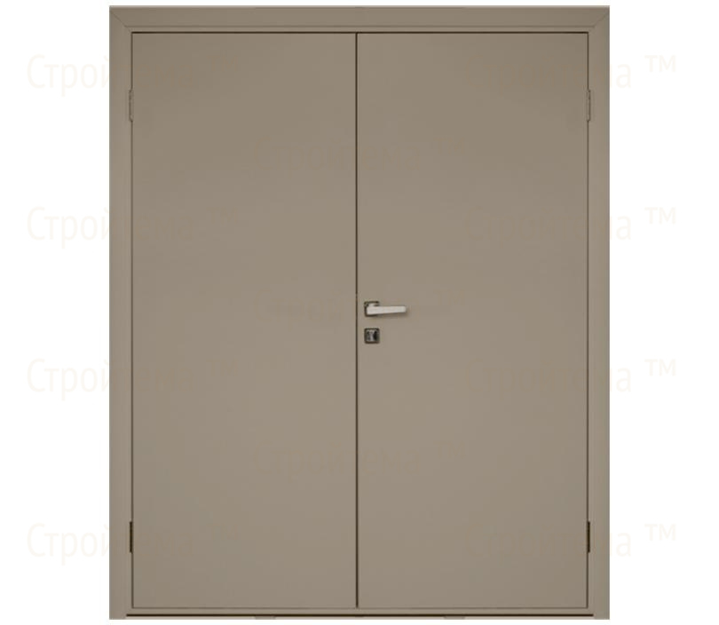 Влагостойкая дверь ПВХ EtaDoor глухая цвет мокко двухстворчатая с алюминиевой кромкой