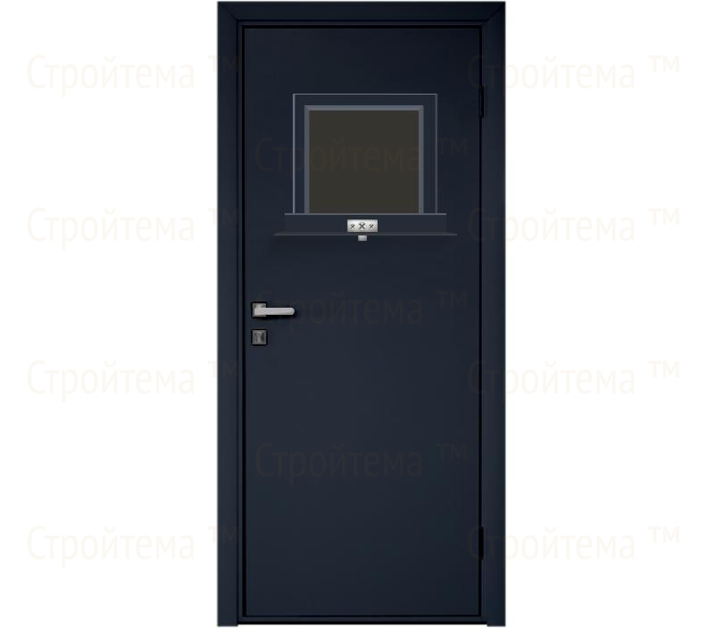 Влагостойкая дверь ПВХ EtaDoor с передаточным окном цвет антрацит одностворчатая с ПВХ кромкой