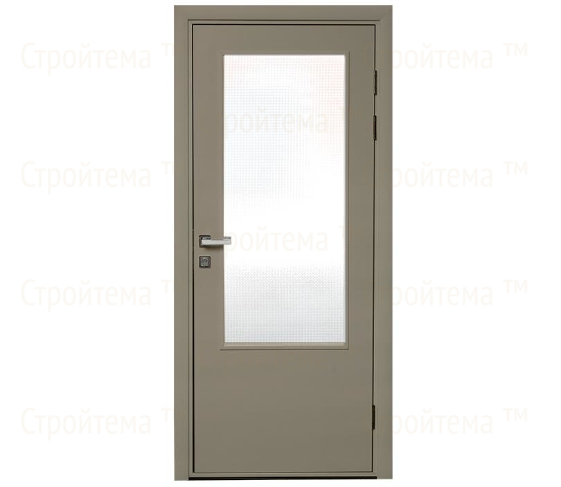Влагостойкая дверь ПВХ EtaDoor с окном цвет мокко одностворчатая с алюминиевой кромкой