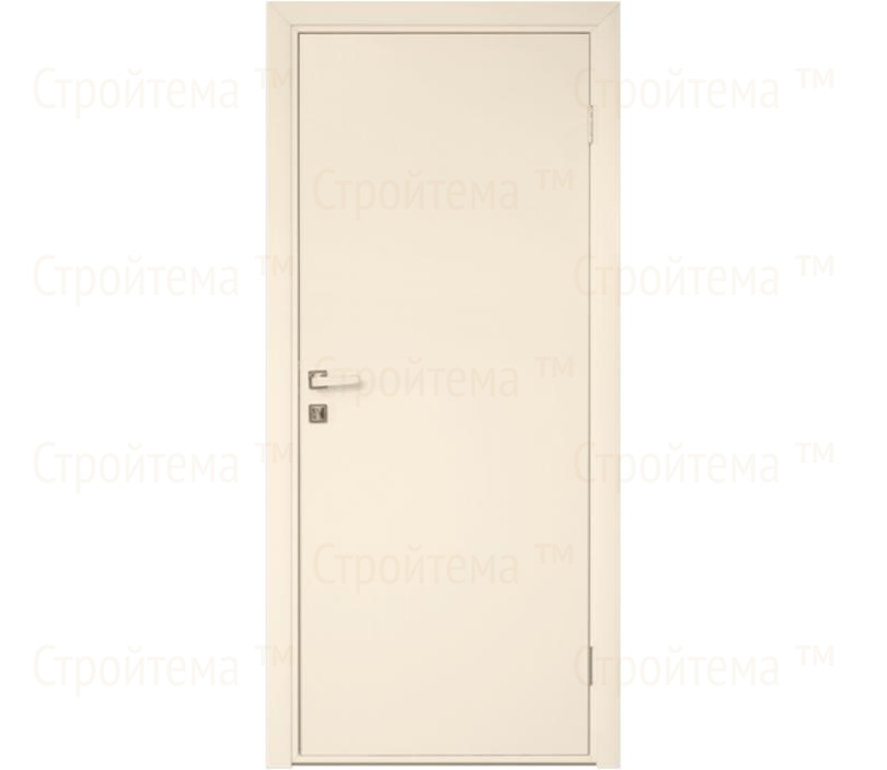Влагостойкая дверь ПВХ EtaDoor глухая кремовая одностворчатая с алюминиевой кромкой
